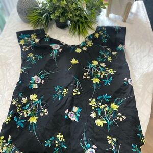 LC Lauren Conrad Blue and Yellow Boxy Blouse